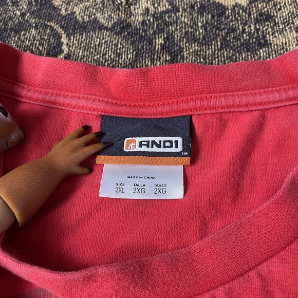 Vtg Y2K AND1 Punk Grunge Style Basketball Hip Hop Red Shirt Mens Size 2XL AOP - Picture 4 of 7